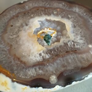 Anel em Prata com Ágata Musgo